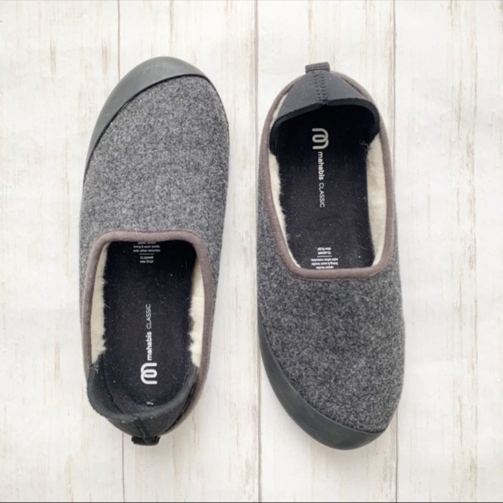 Mahabis Wool Fleece Gray Slipper Shoe size 7